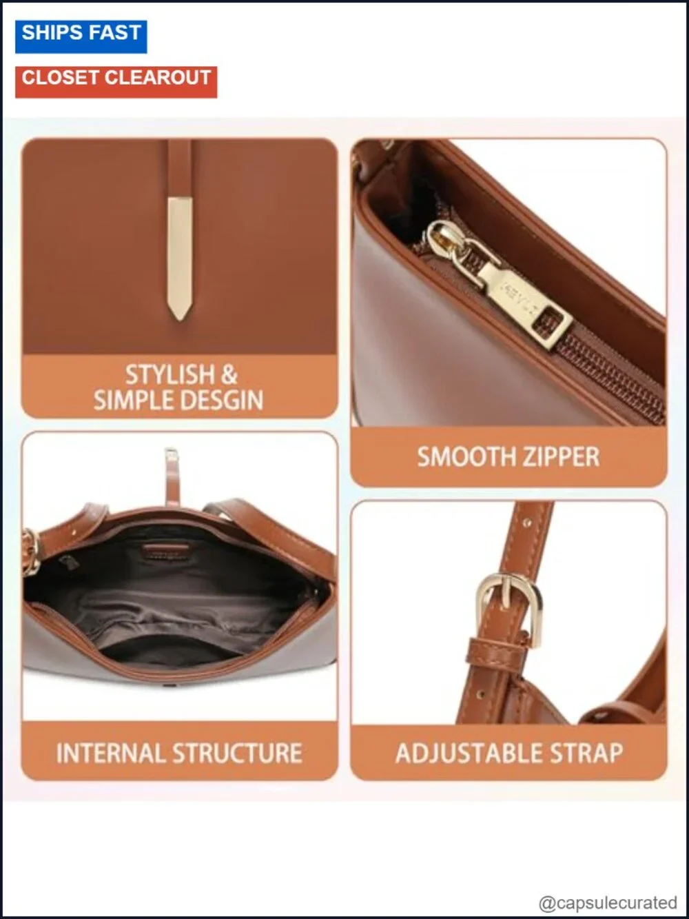 Women's Vegan Leather Hobo Shoulder Bag Adjustable Crossbody Purse